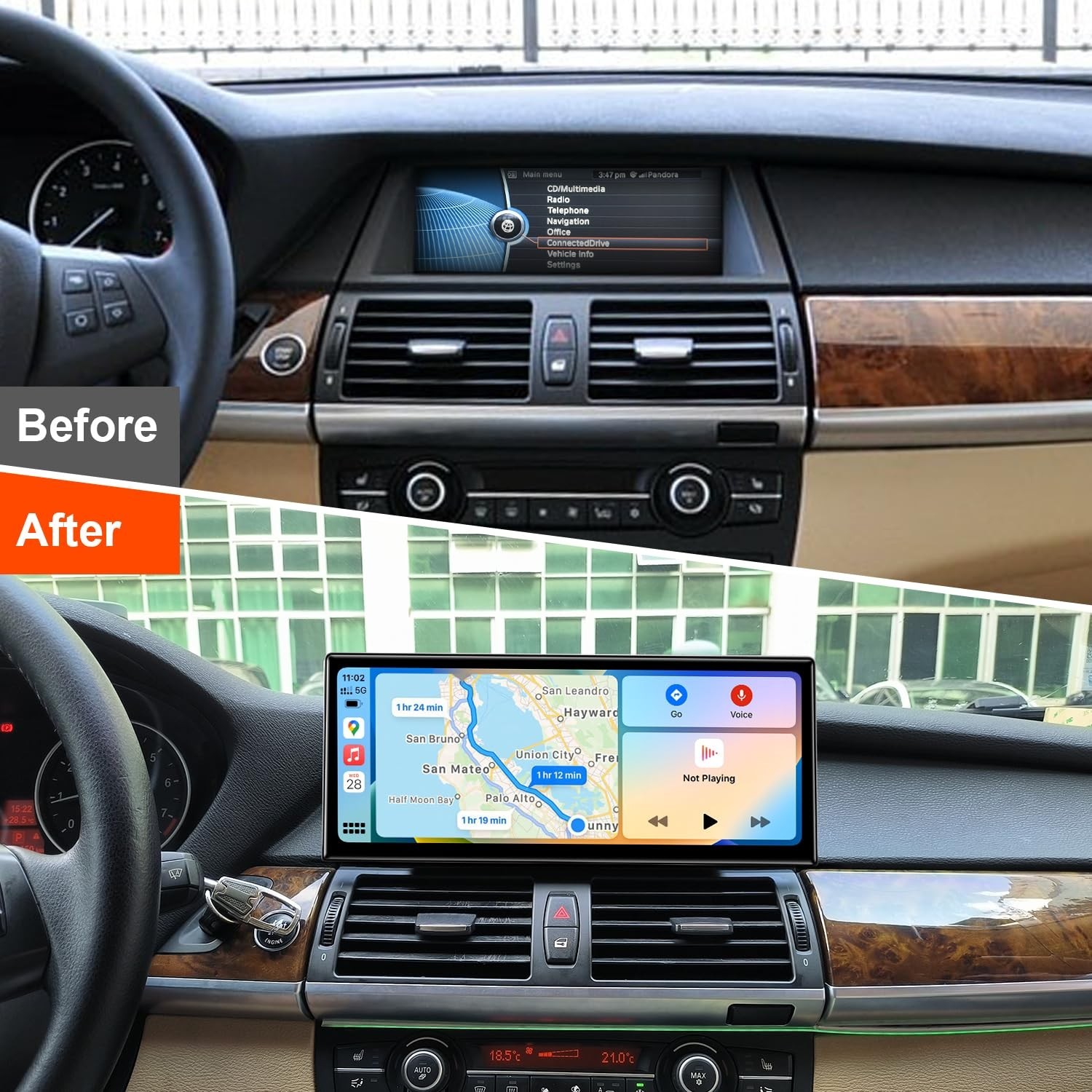PEMP Linux 12.3″ Ultra-Thin Screen E70 E71 CIC Wired and Wireless CarPlay Ret…