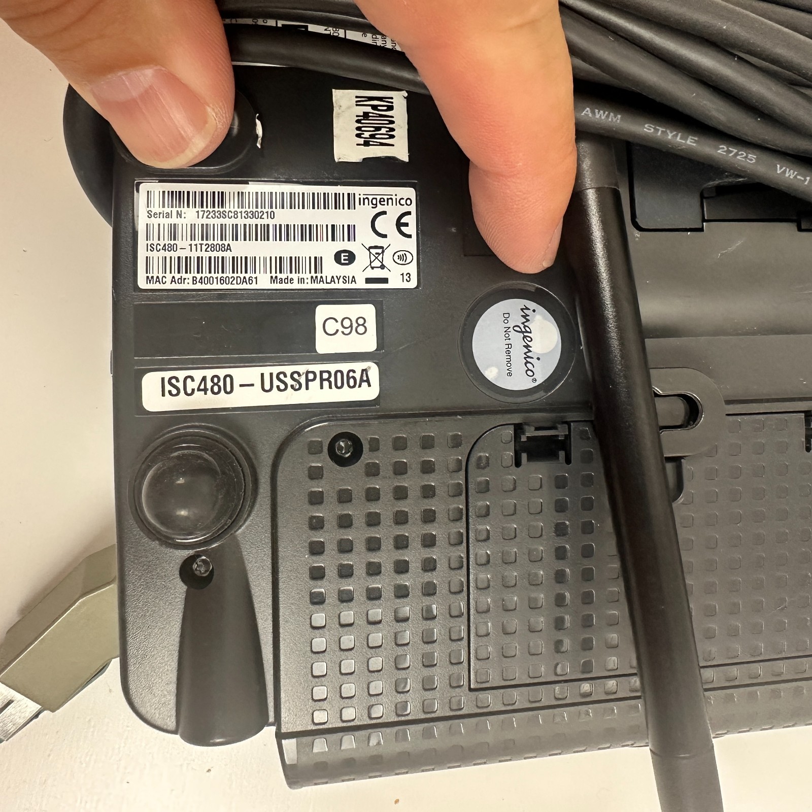 Ingenico ISC480 Black Corded Touchscreen Display Credit Card Payment Terminal