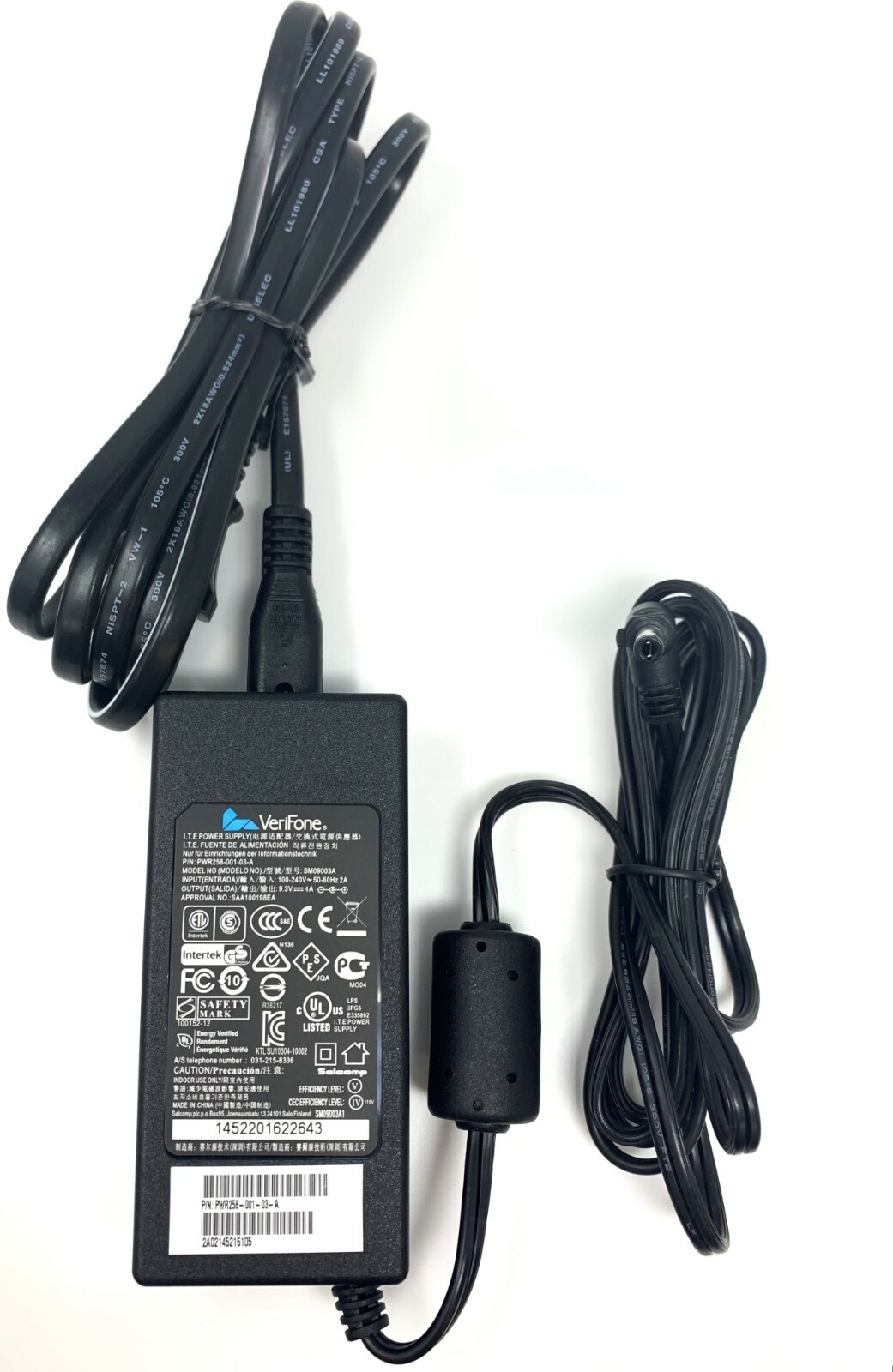 Verifone Power Adapter SM09003A PWR258-001-03-A 100-240V 50/60Hz 2A 9.3V 4A New