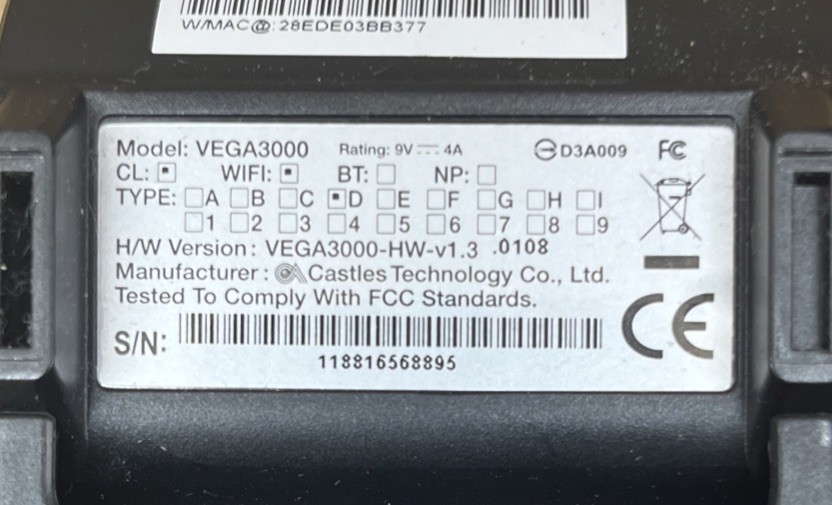 Dejavoo Z9 VEGA3000 Magnetic POS Credit Card Terminal ** Lot of 6 ** PARTS ONLY