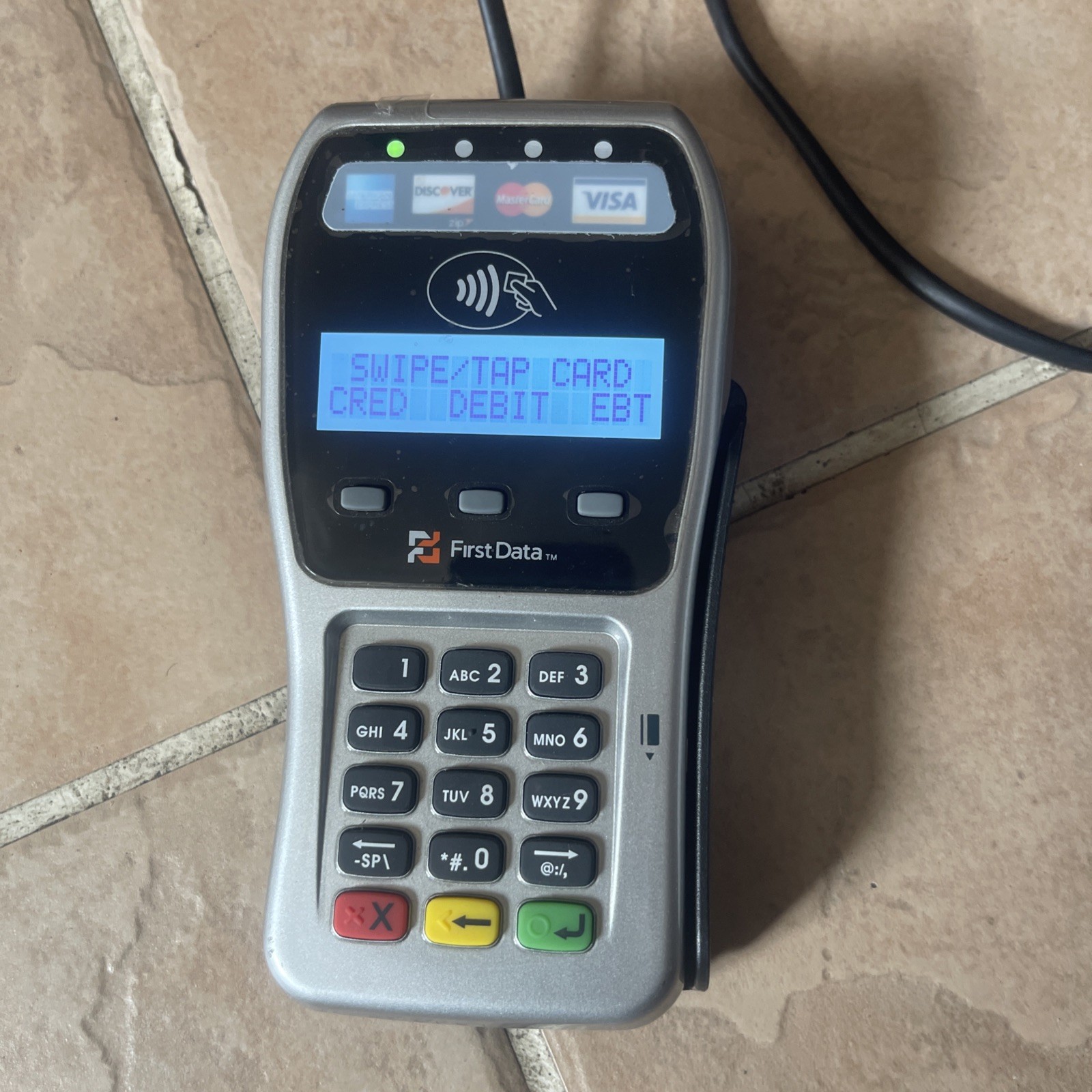 First Data FD300ti Touch Screen Credit Terminal+FD35 PIN pad Tested N Working