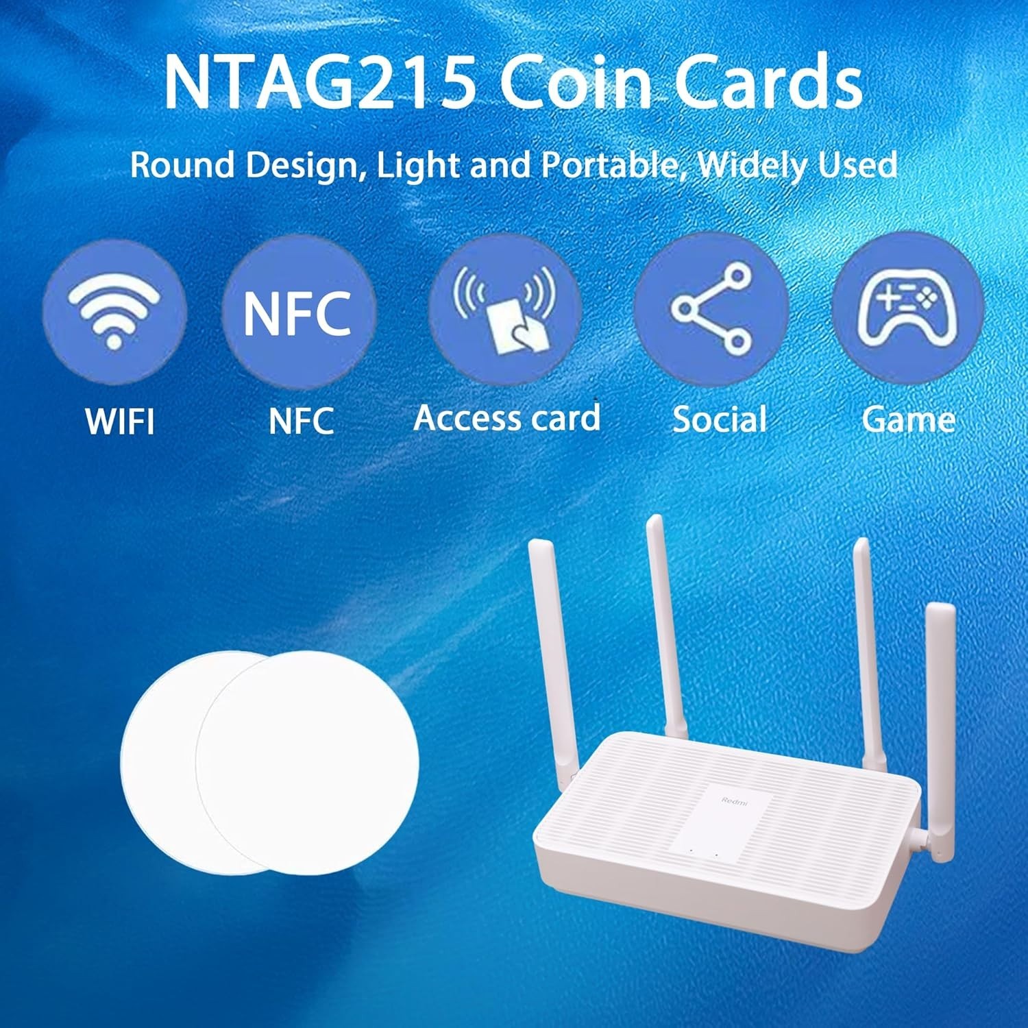10Pcs NTAG215 NFC Tags – Customizable White Coin Cards for Android Devices