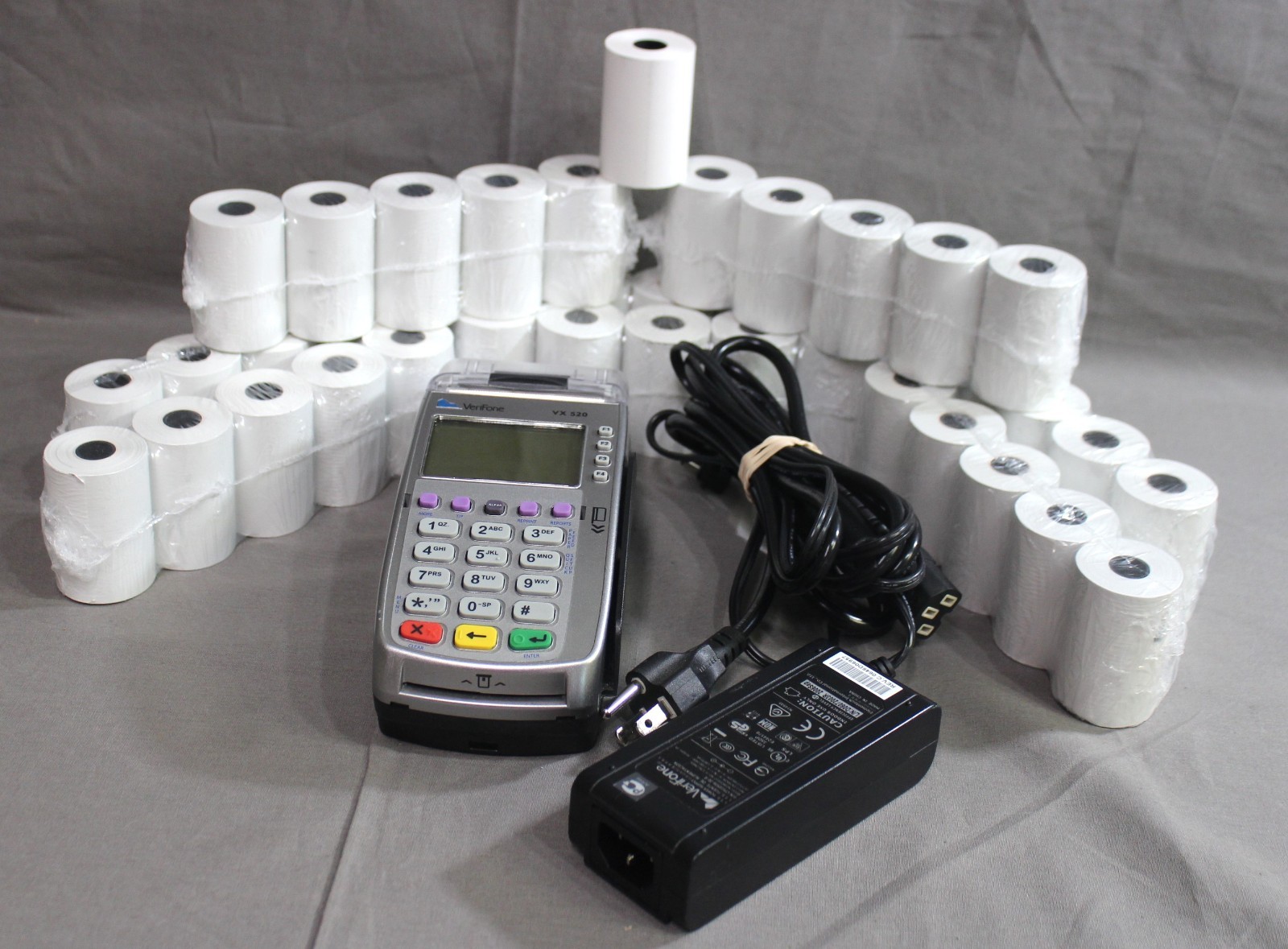 VeriFone VX520 Credit Card Machine/Terminal W/ Chip Reader + 41 Receipt Rolls