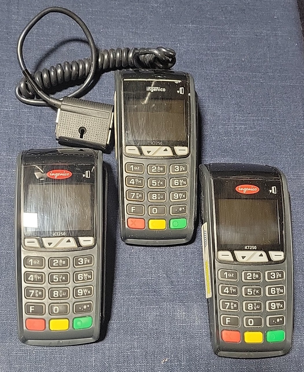 Ingenico iCT250 LCD Display Wireless Credit Card Reader Terminal Lot Of 3 Parts