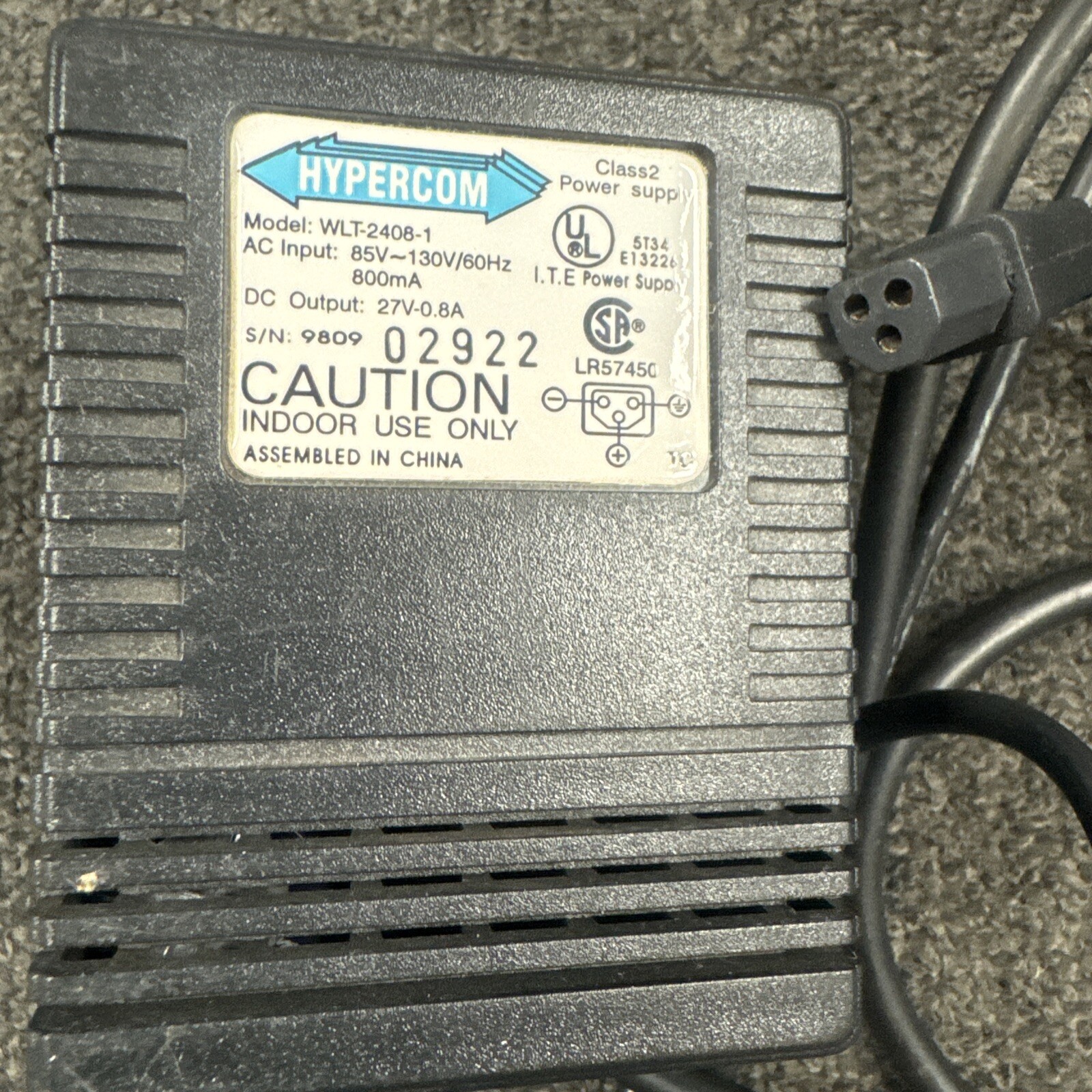 Hypercom WLT-2408-1 AC Power Supply DC Output 27V 27 Volts 0.8A 22W Terminal T7
