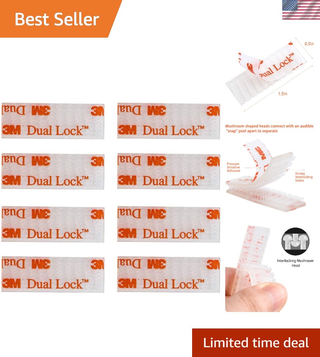 High Performance E-Z Pass Mounting Kit – 8 Clear Fastener Strips, Indoor/Outdoor