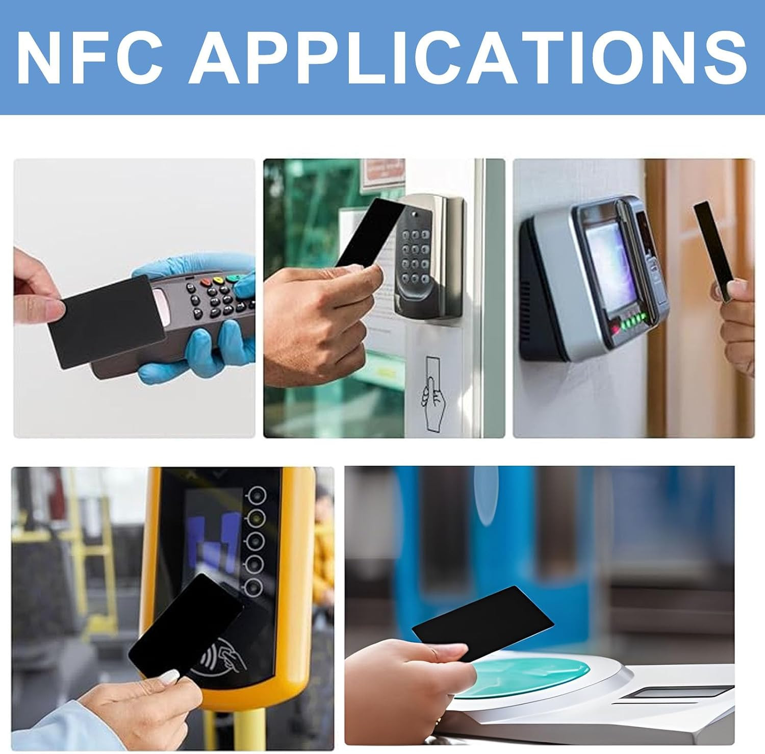 20 Pcs NFC Cards Black NTAG 215 Rewritable Programmable NFC Tags Blank PVC Compa