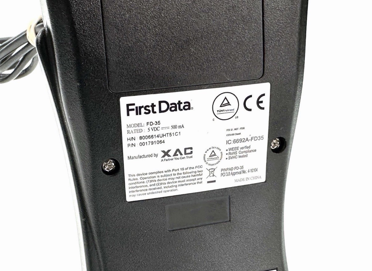 First Data FD-35 Credit Card Reader EMV NFC Pin Pad DRE3-4. TESTED / WORKING