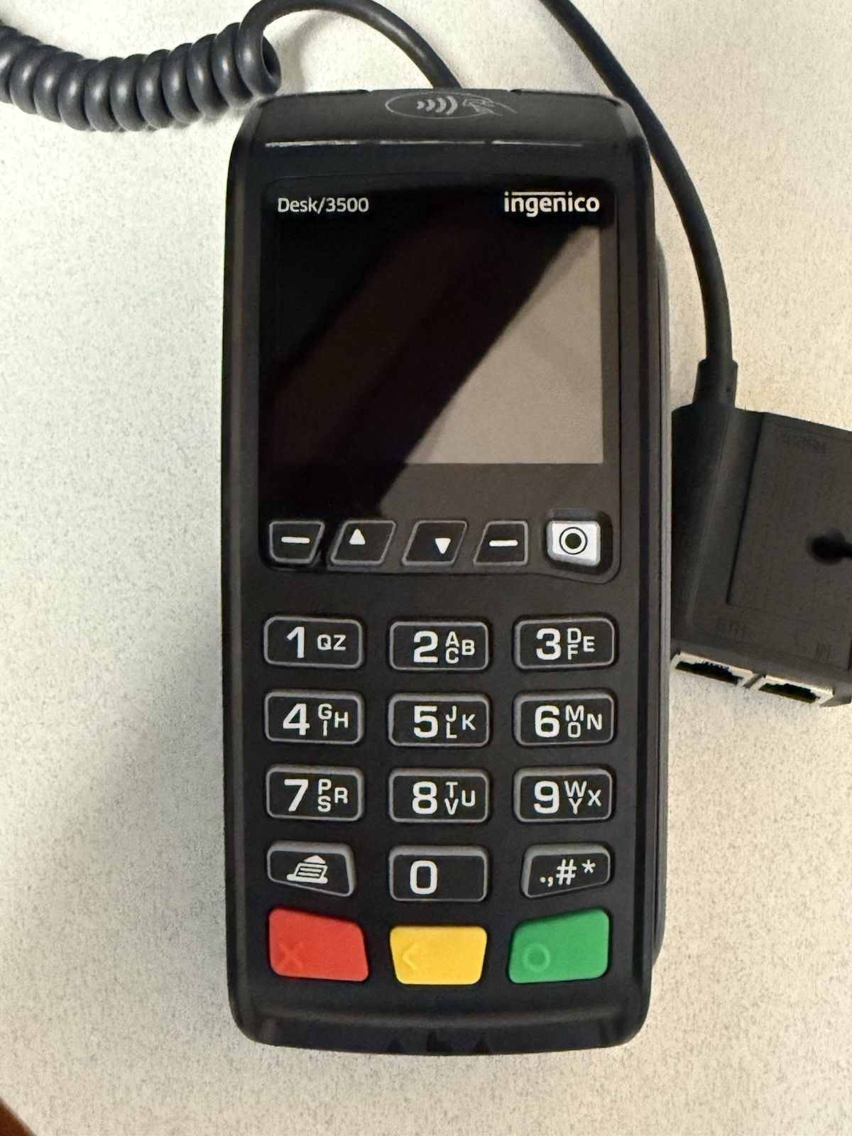 GREAT SHAPE INGENICO DESK/3500 Credit Card Terminal W/SLIDE,TAP,CHIP TESTED