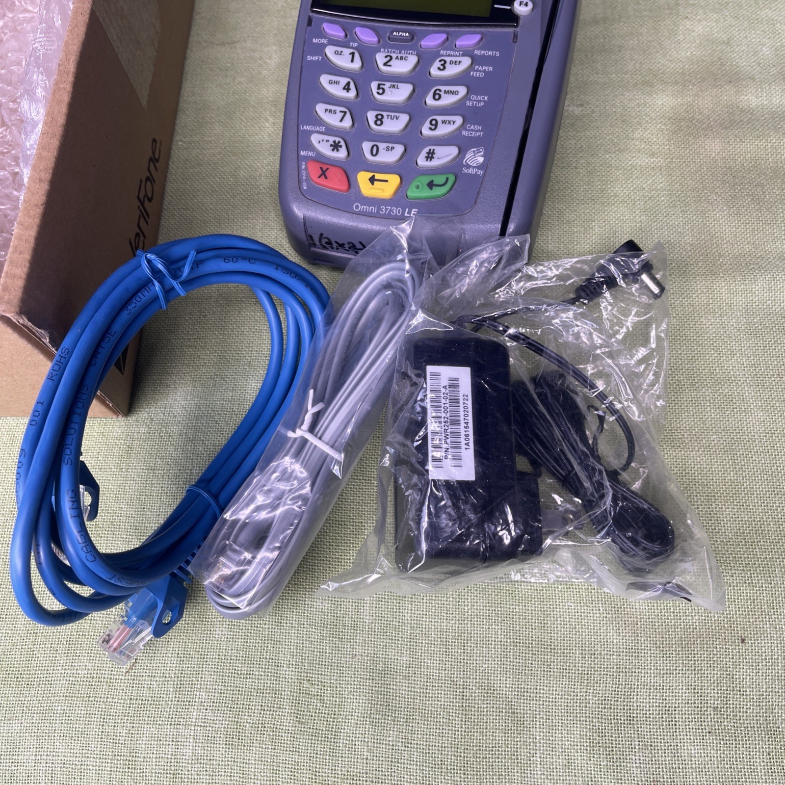 VeriFone Omni 3730 LE VX510 Credit Card Terminal Receipt Printer w PSU Cables