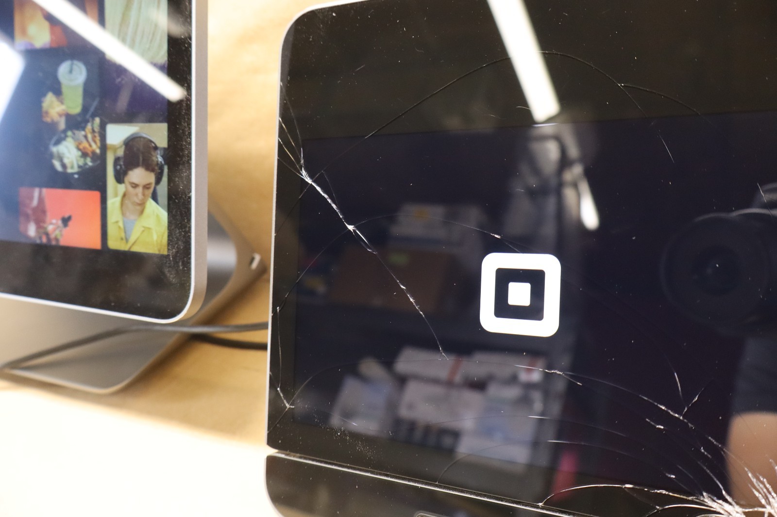 Square Register POS For Parts Repair Dual Screen Cracked AS-IS No Returns