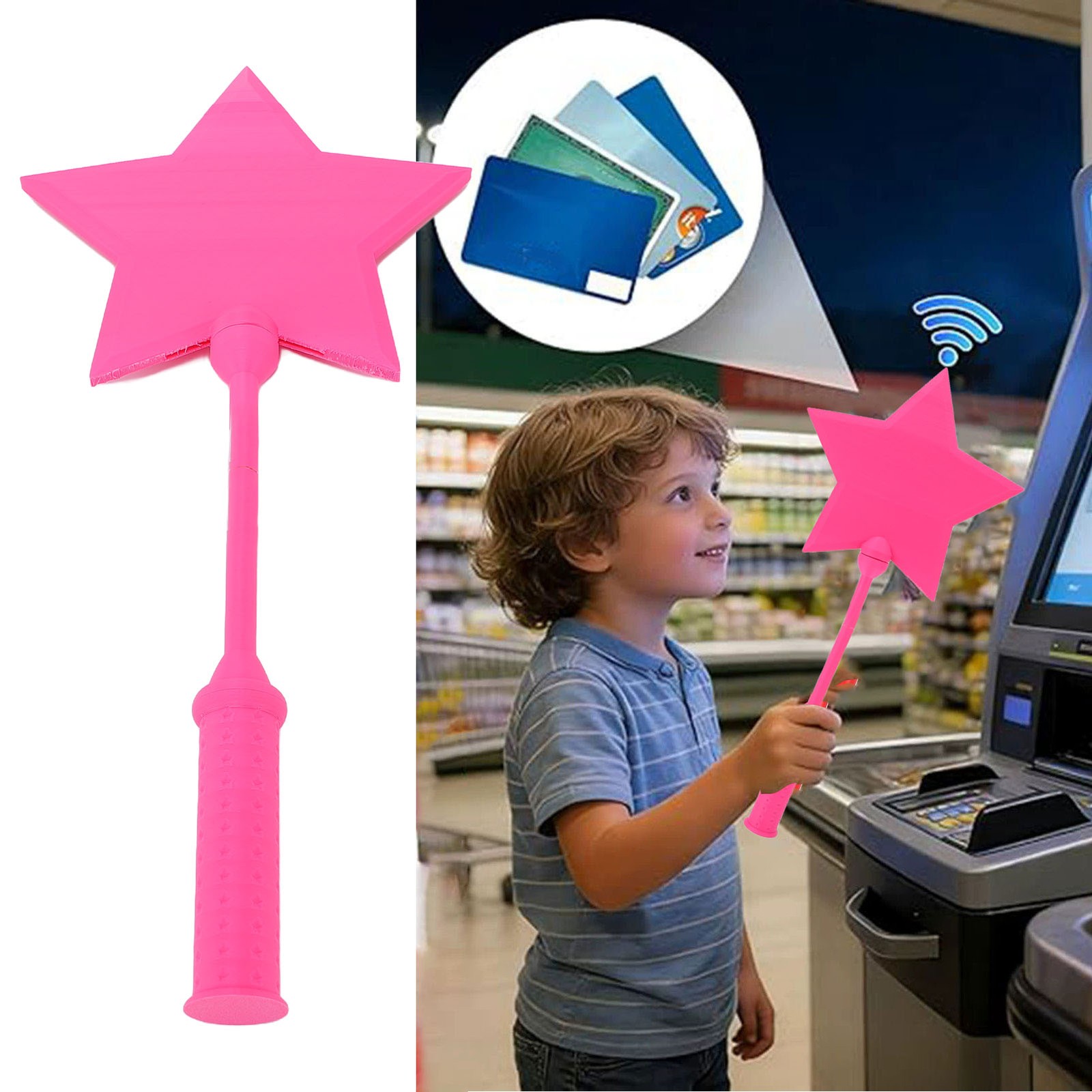 3D Printed Credit Card Wand Pink Fun Easy Transaction Tool V1