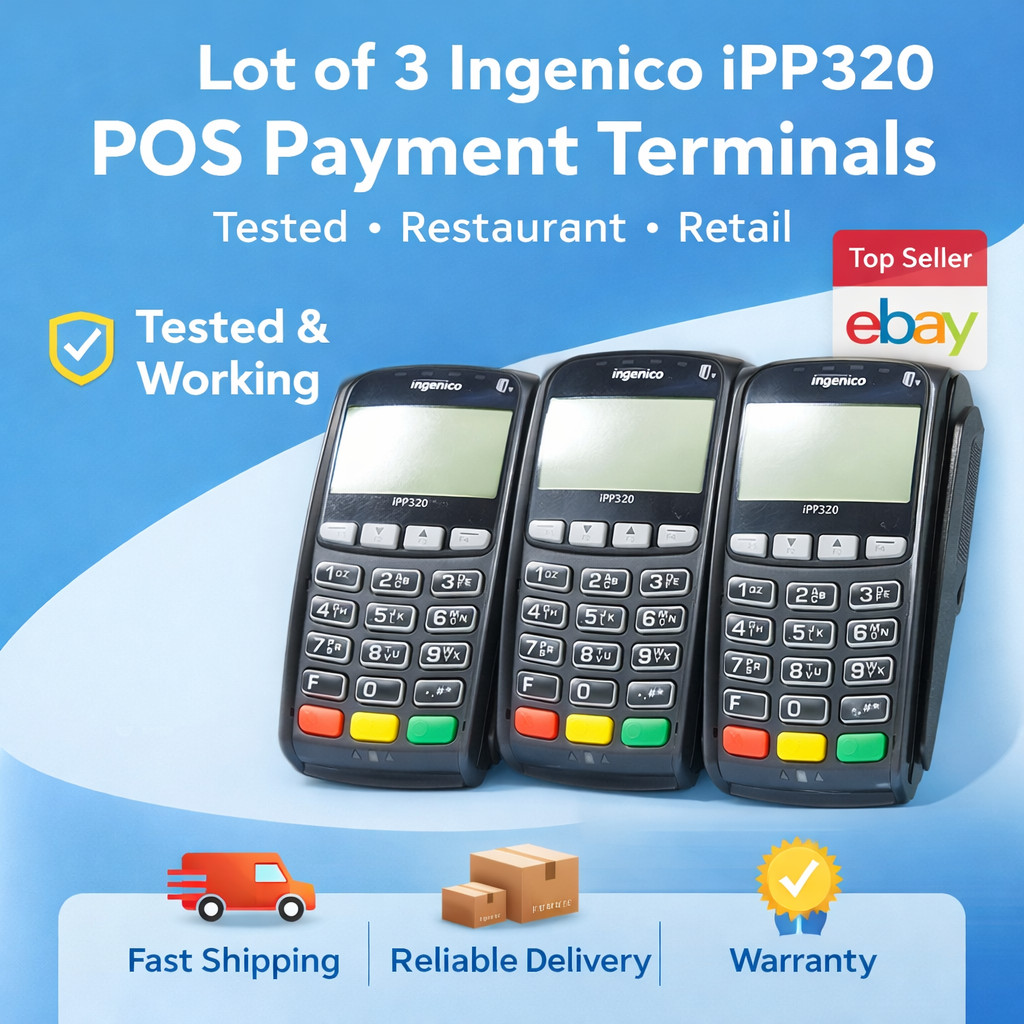 Lot of 3 Ingenico iPP320 POS Payment Terminals – Tested – Restaurant Retail
