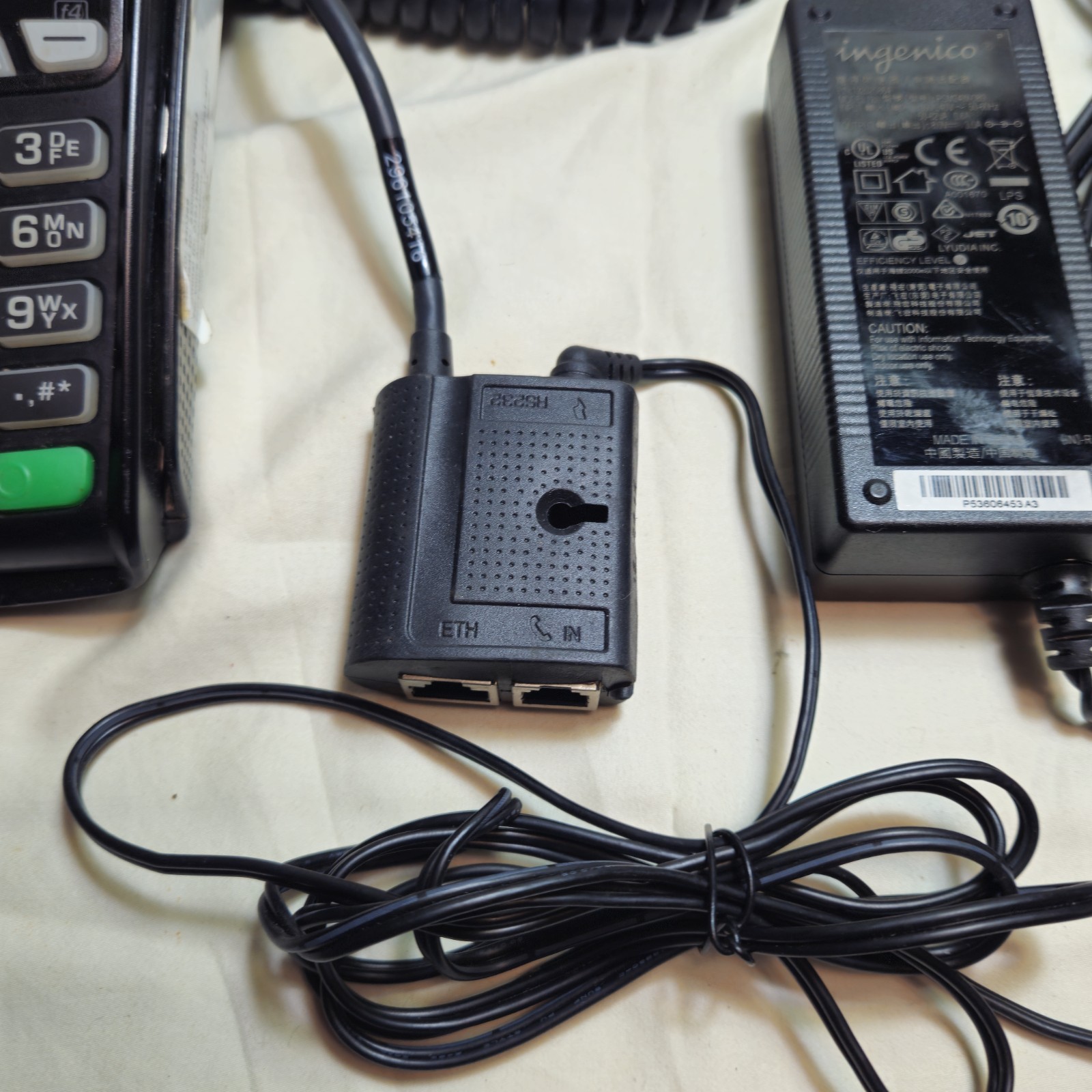 Ingenico ICT220 Credit Card Terminal with Cable Parts, Power Adapter