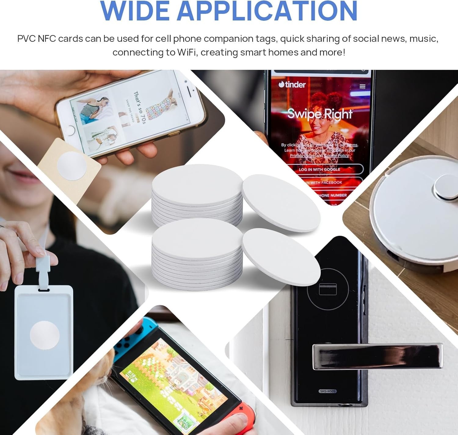 20 Pcs NFC Stickers – 25mm Rewritable Tags with Easy Adhesive Backing