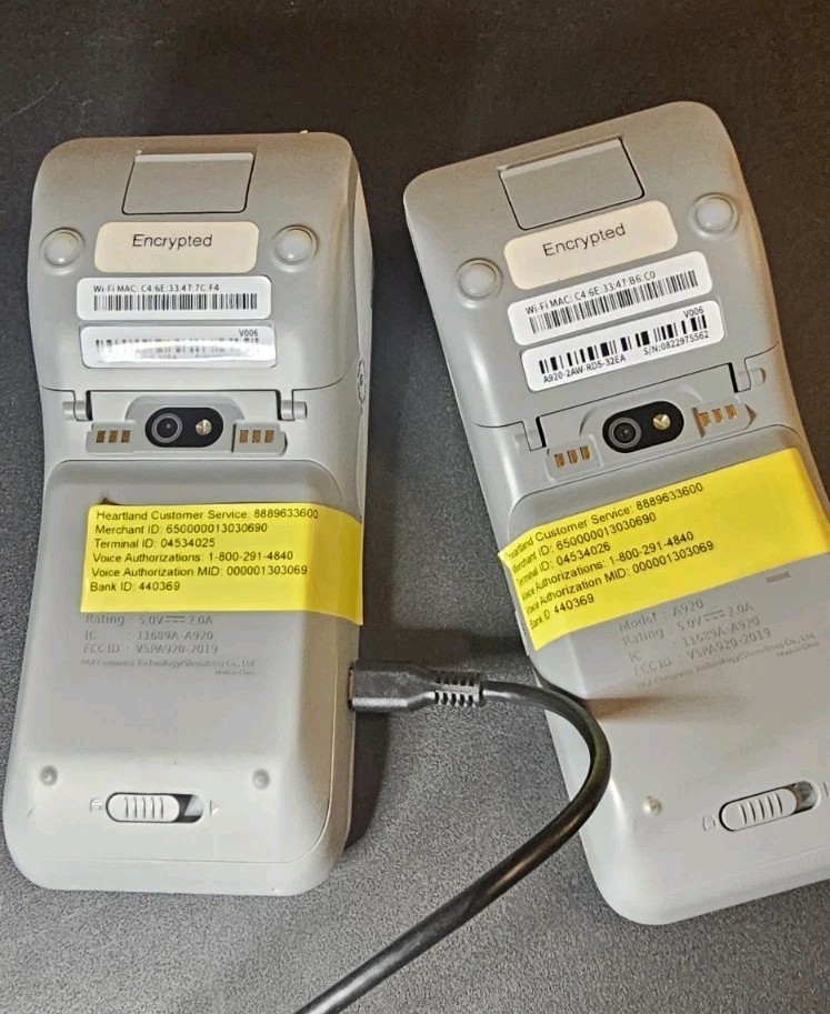 2x Heartland A920 Credit Card Terminal POS Reader Used USB-C Port