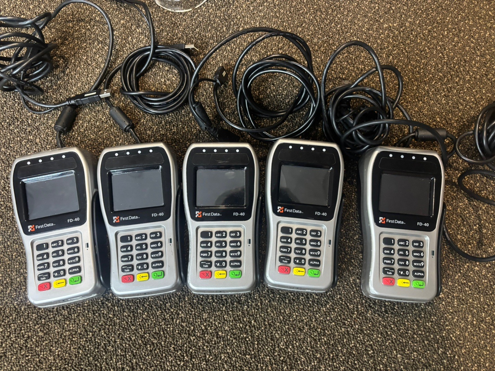 Lot of 5 First Data FD-40 Pin Pad Card Reader – Read Description-