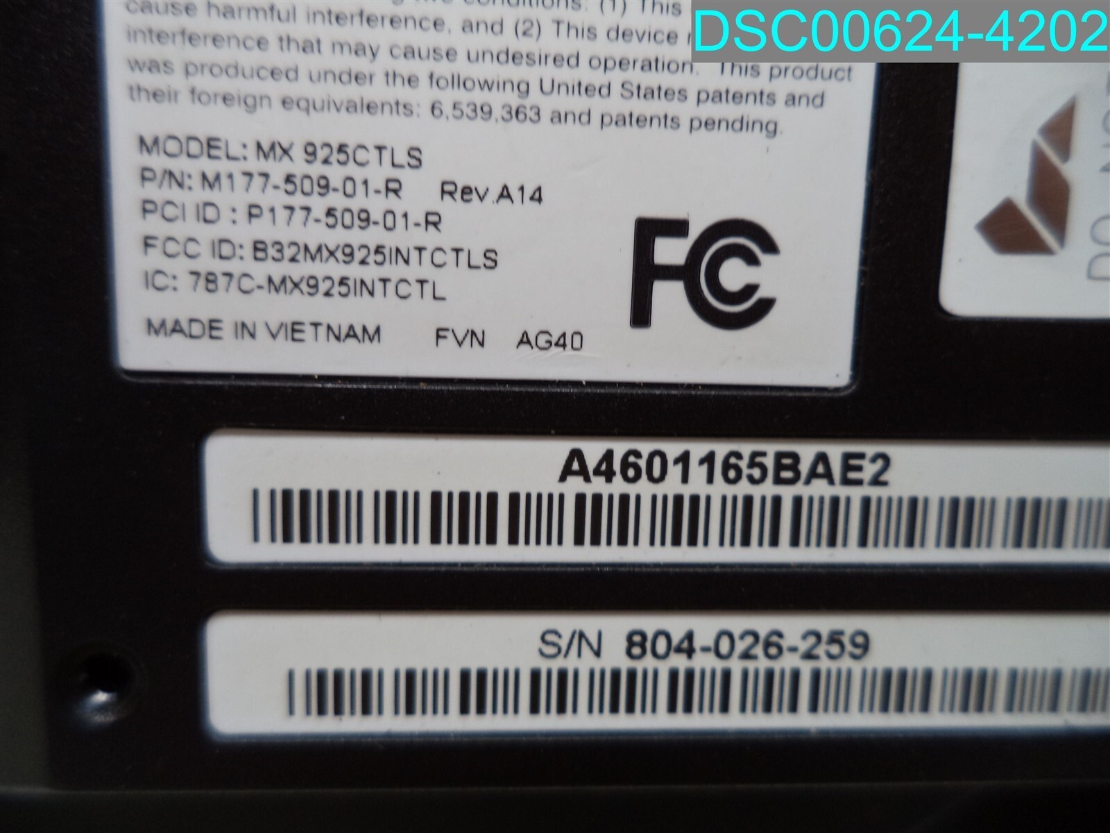 Used Item Verifone MX 925CTLS Pin Pad Terminal M177-509-01-R