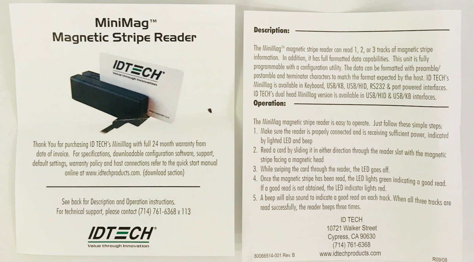 IdTech MiniMag II Magnetic Stripe Reader USB IDTIDMB-334112B
