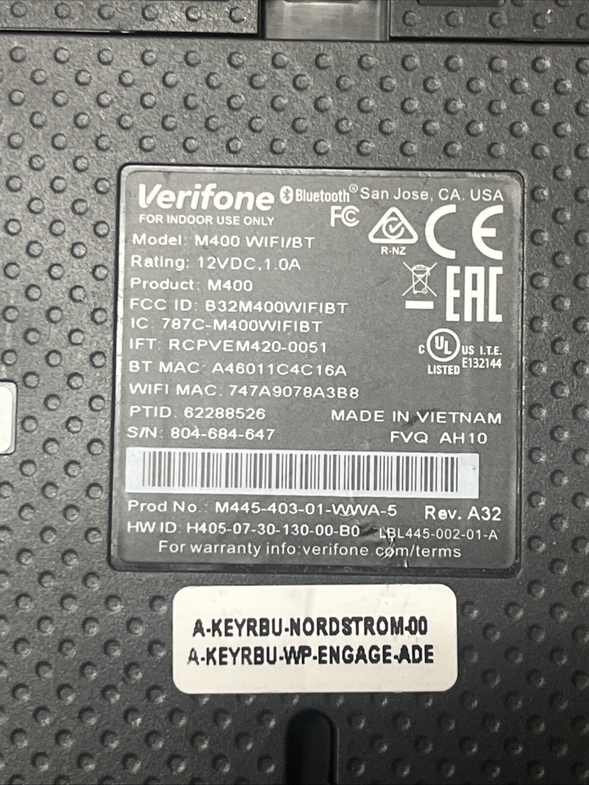 Verifone M400 WIFI/BT Credit Card Payment Terminal