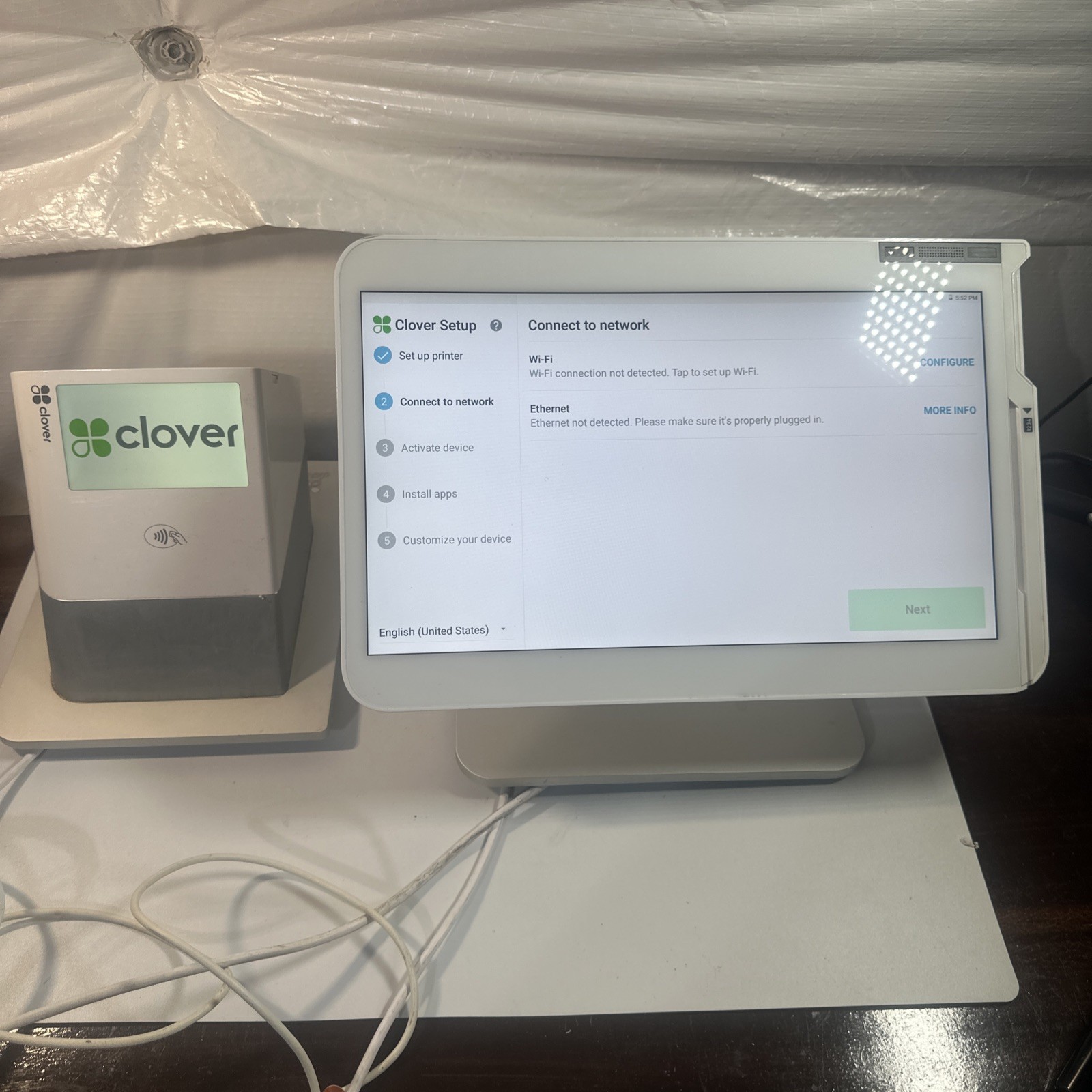Clover Station C500 Point of Sale POS System P550 Printer HUB & Power Reset