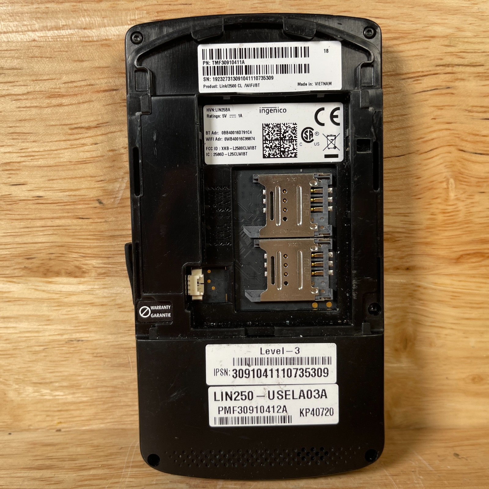 Ingenico Link 2500 Black Wireless NFC/Contactless Credit Card Terminal For Parts