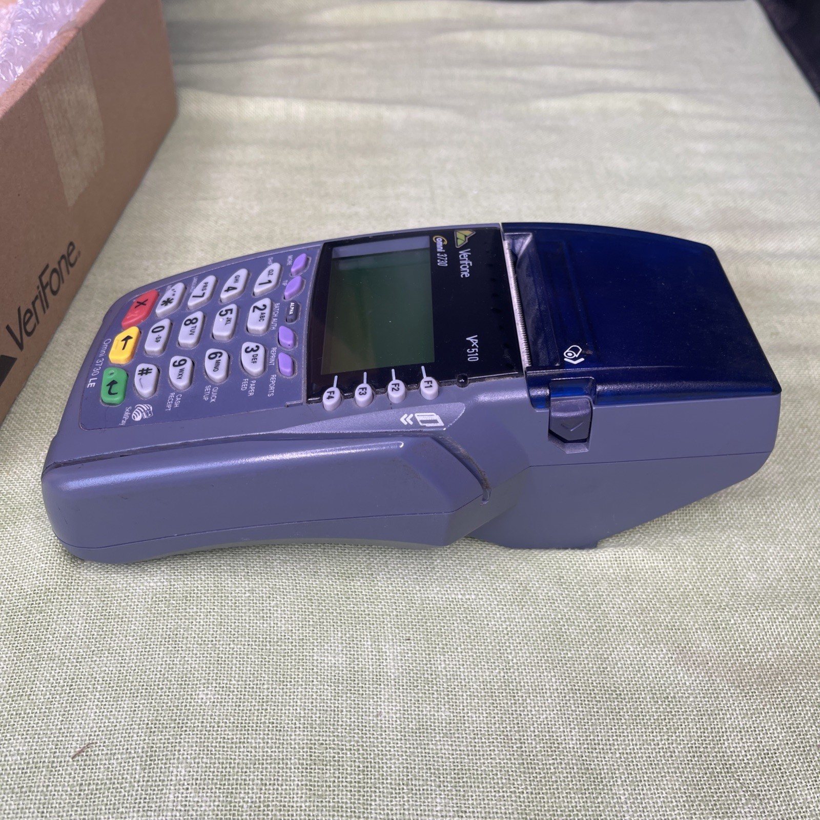 VeriFone Omni 3730 LE VX510 Credit Card Terminal Receipt Printer w PSU Cables