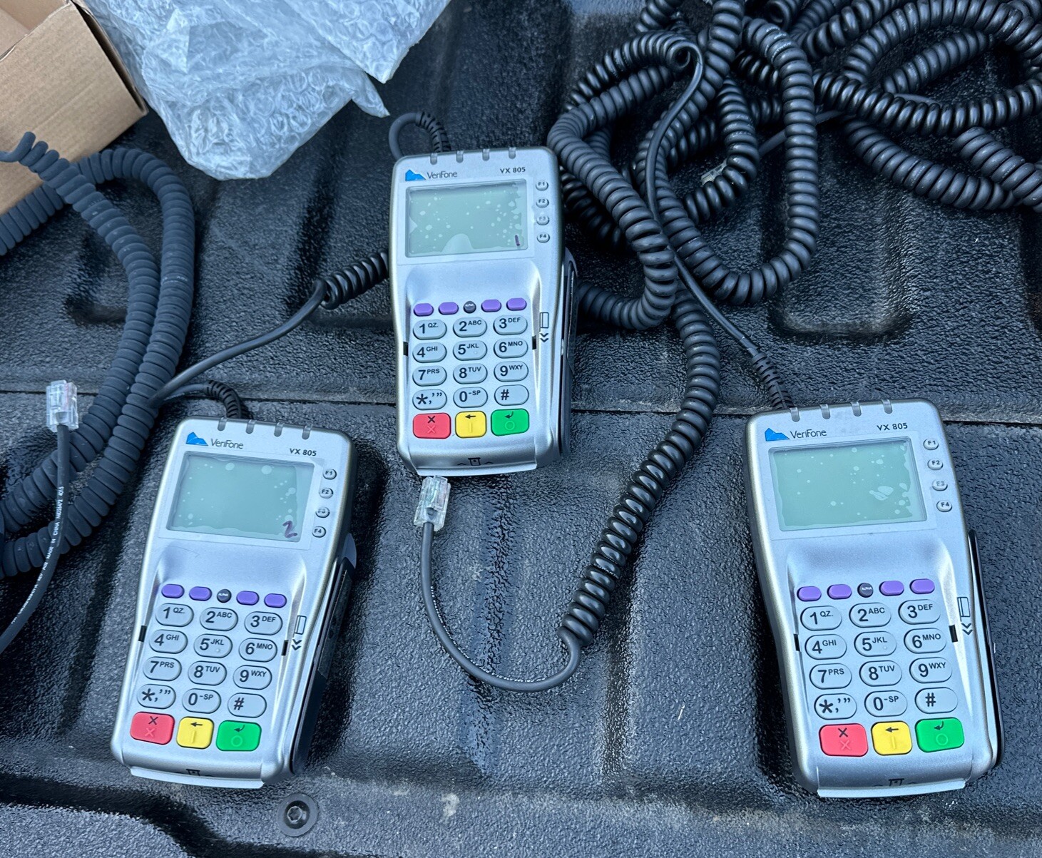 LOT OF 7 – Verifone VX-805 Pin Pad Card Reader – Untested Unknown Working Order