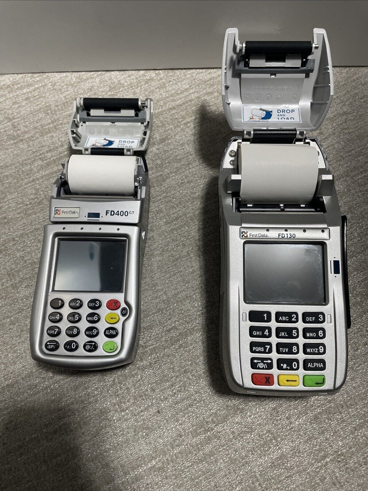 First Data FD130 FD400 GT Credit Card Terminal Silver Lot Of Two Unit Only