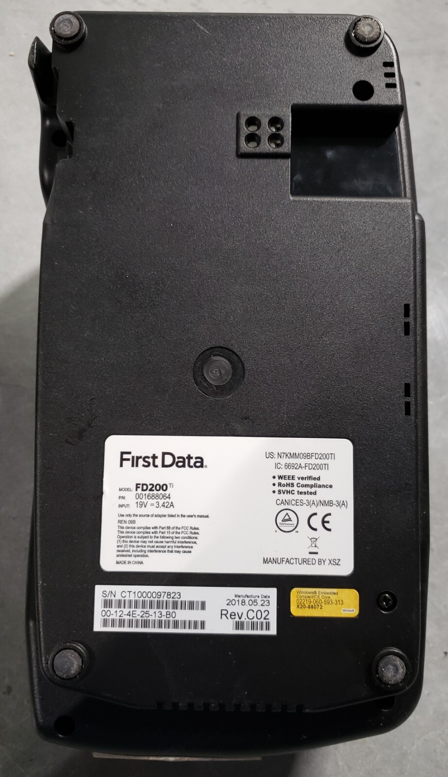 FirstData FD200ti Silver Wireless Portable Terminal Credit Card Machine