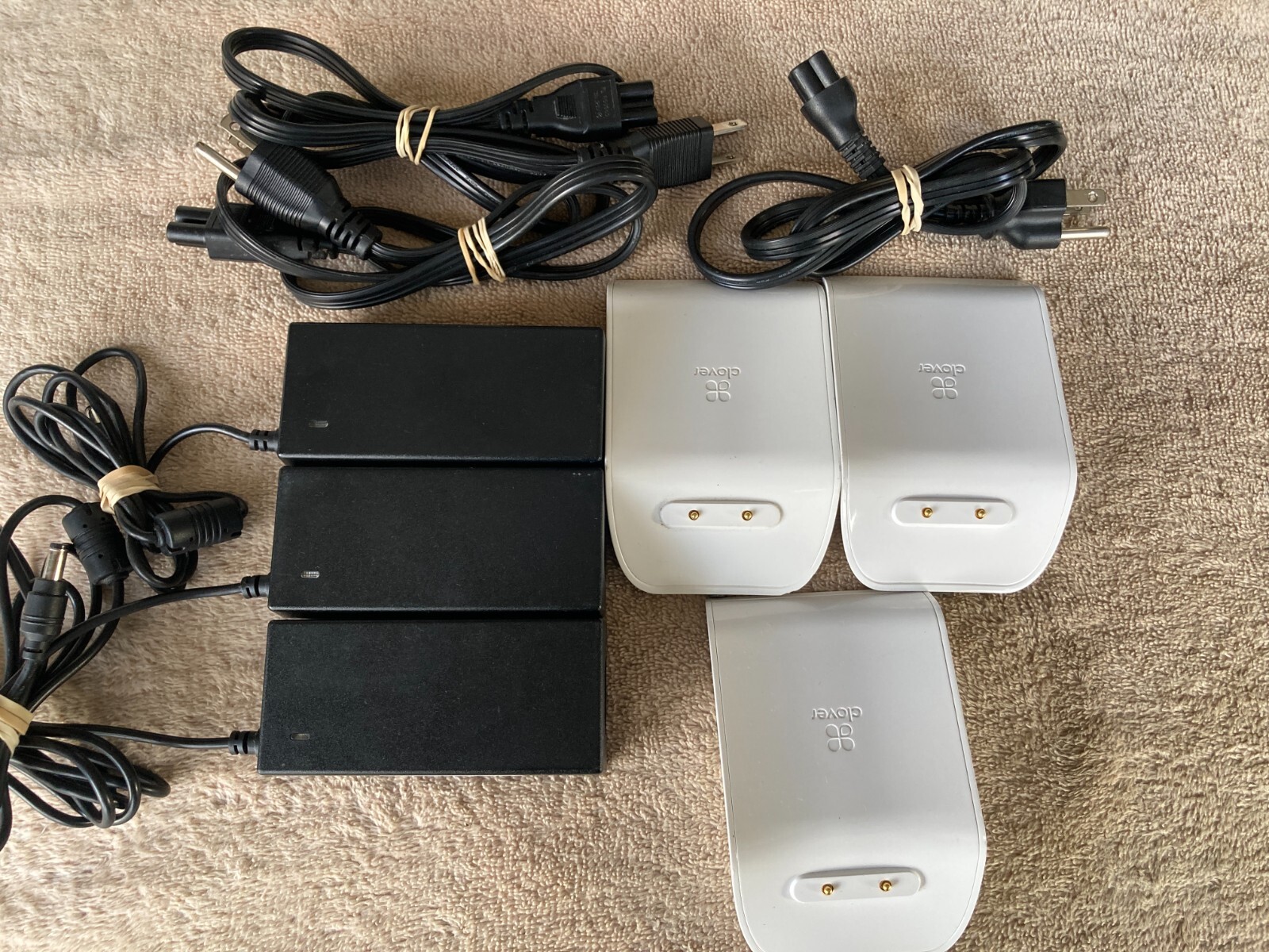 Lot of (3) Clover Flex K400 Charging Cradles Base plus Power Supply.