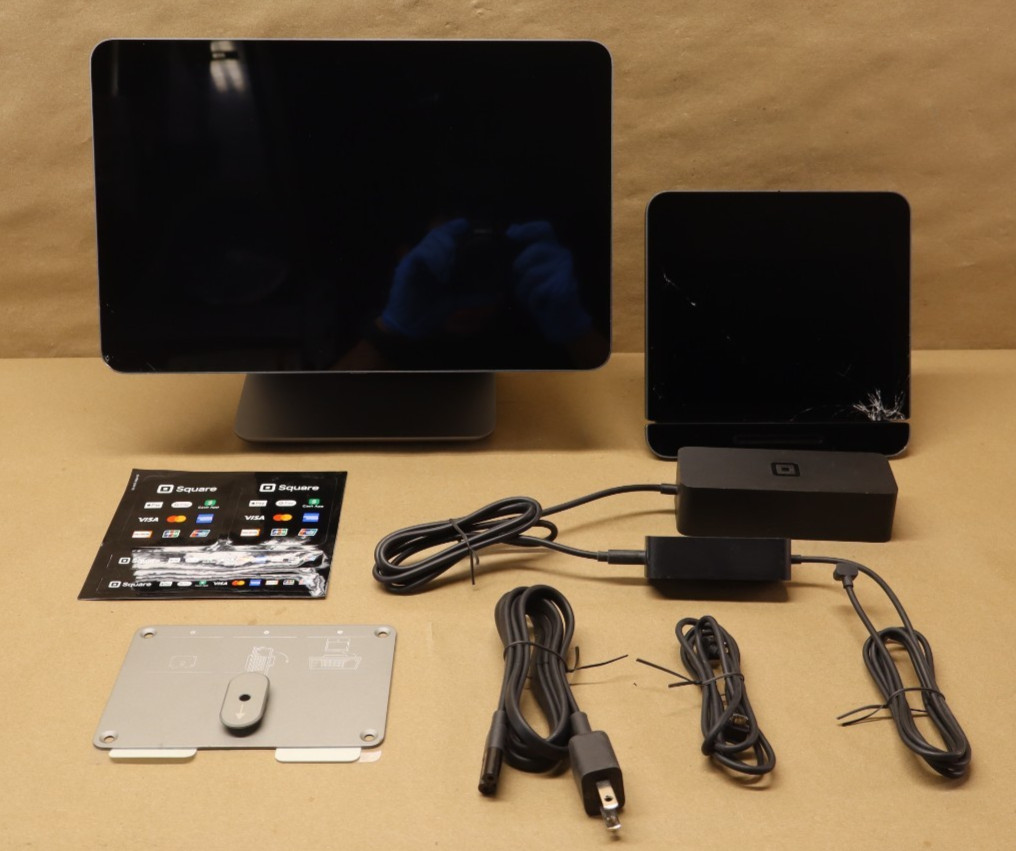 Square Register POS For Parts Repair Dual Screen Cracked AS-IS No Returns