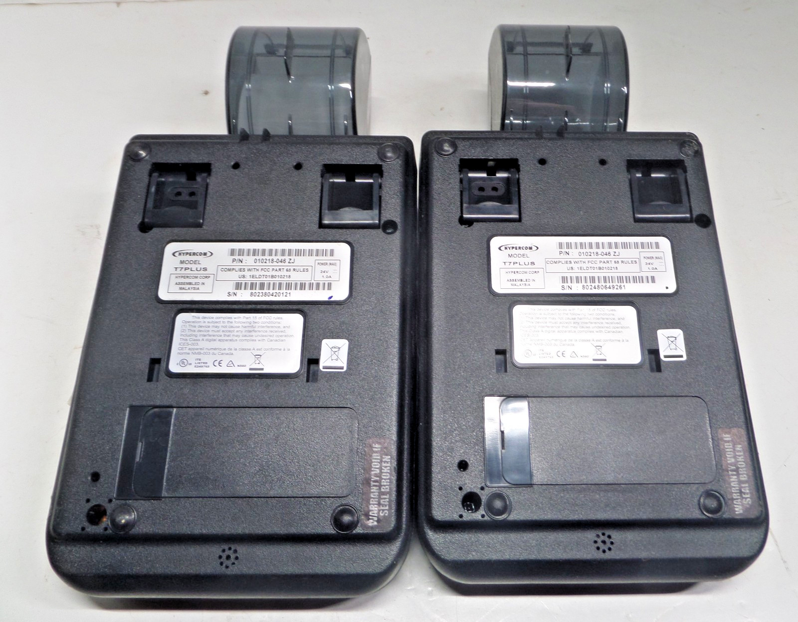 2x Hypercom T7Plus credit card terminals NO POWER SUPPLIES