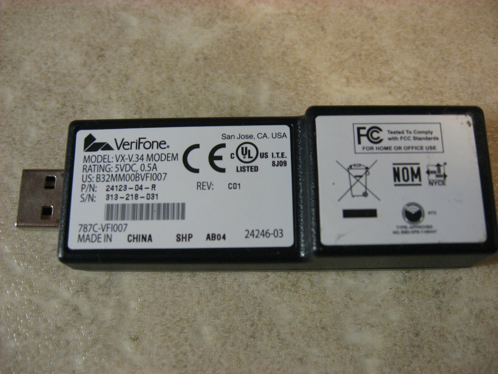 Verifone Vx670 / Vx680 Modem Dongle (telephone)