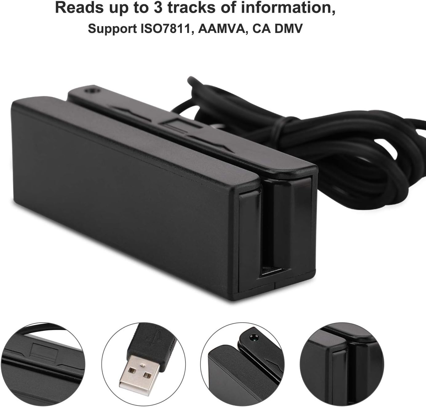 USB Swipe Magnetic Credit Card Reader 3 Tracks Mini Smart Card Reader