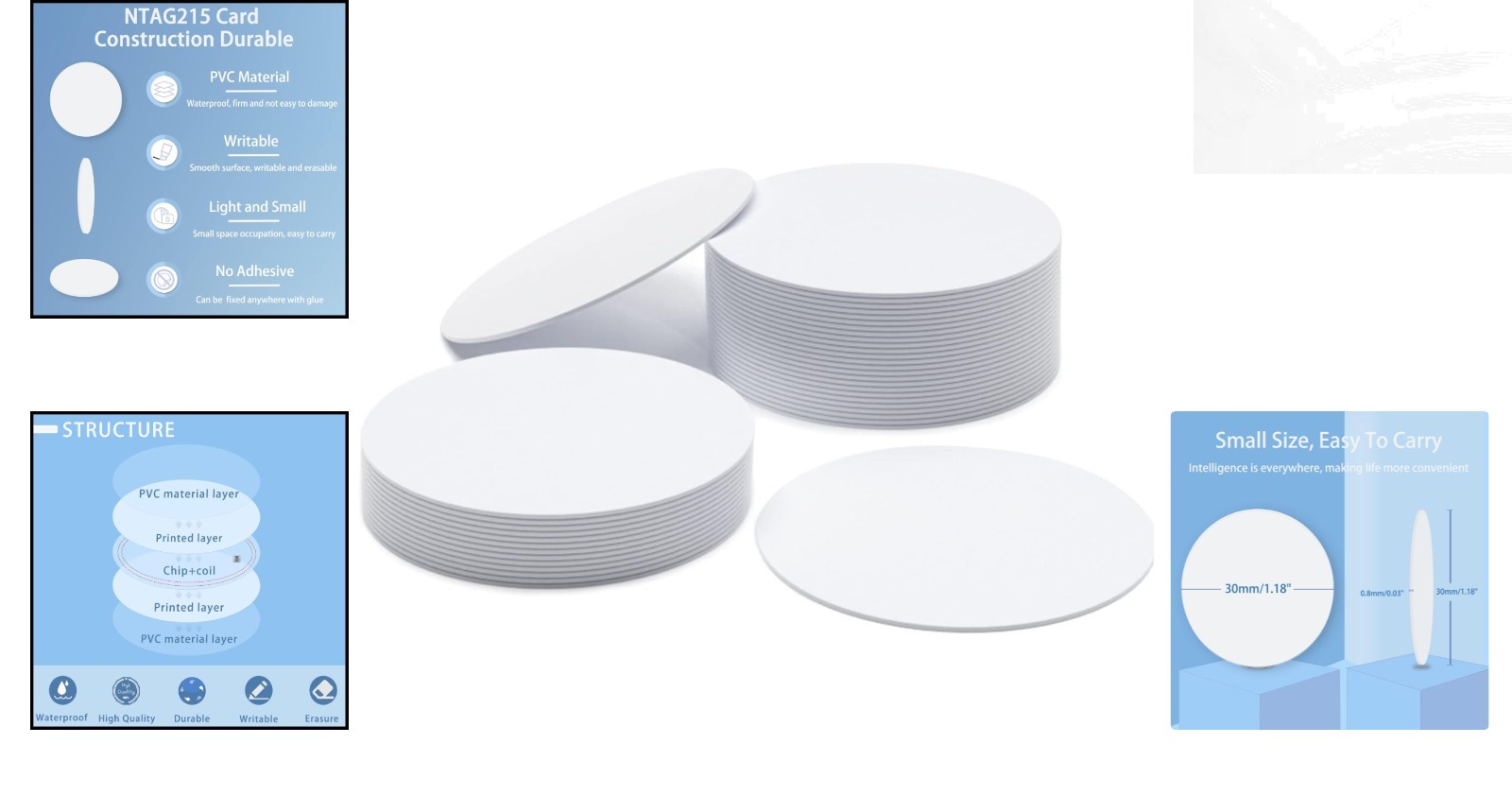 Versatile 12 PCS NFC Tags 30mm – Waterproof NTAG215 Coins for Personalization
