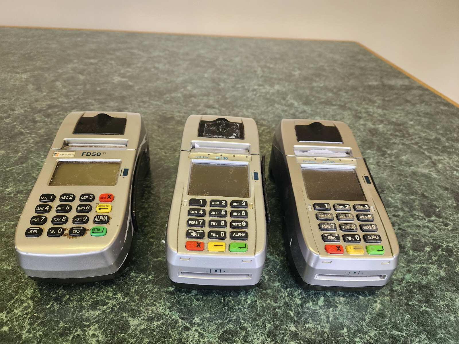 LOT OF 3 First Data FirstData Credit Card Terminal (FD130 (x2) & FD50 (x1))