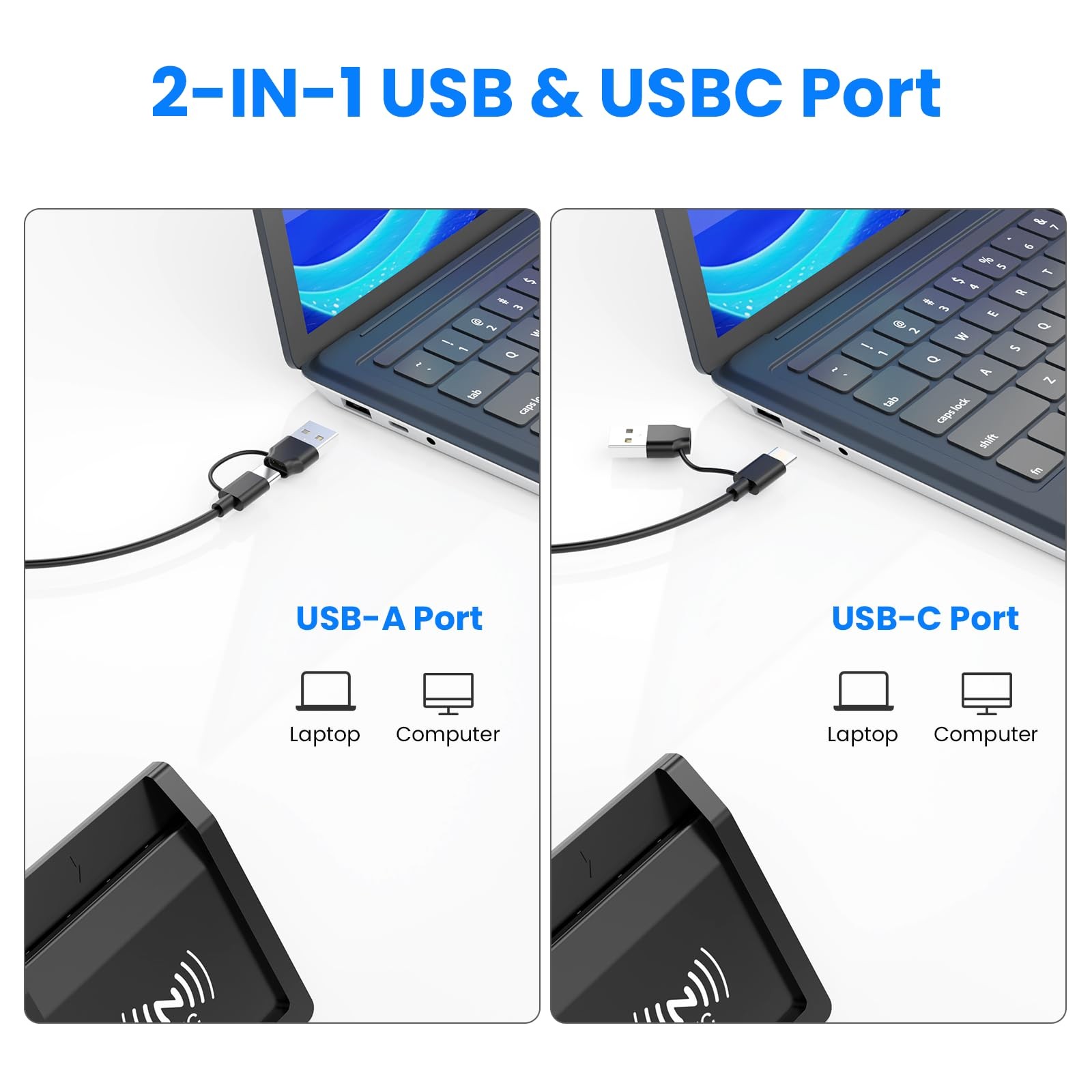 2-in-1 Smart Card Reader NFC USB A C CAC Military DOD ID Bank Chip Card Reader