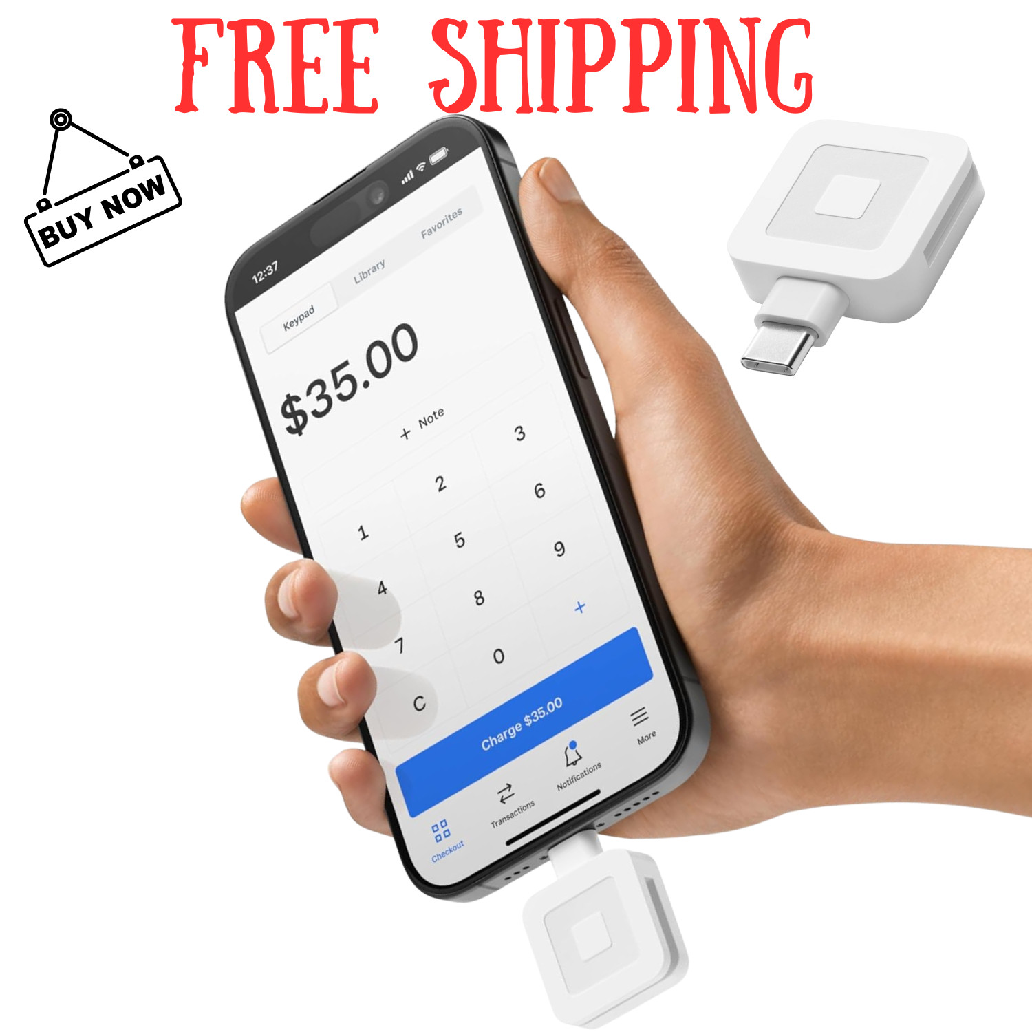 Square Reader for Magstripe USB-C Mobile Credit Card Readers Portable Compact