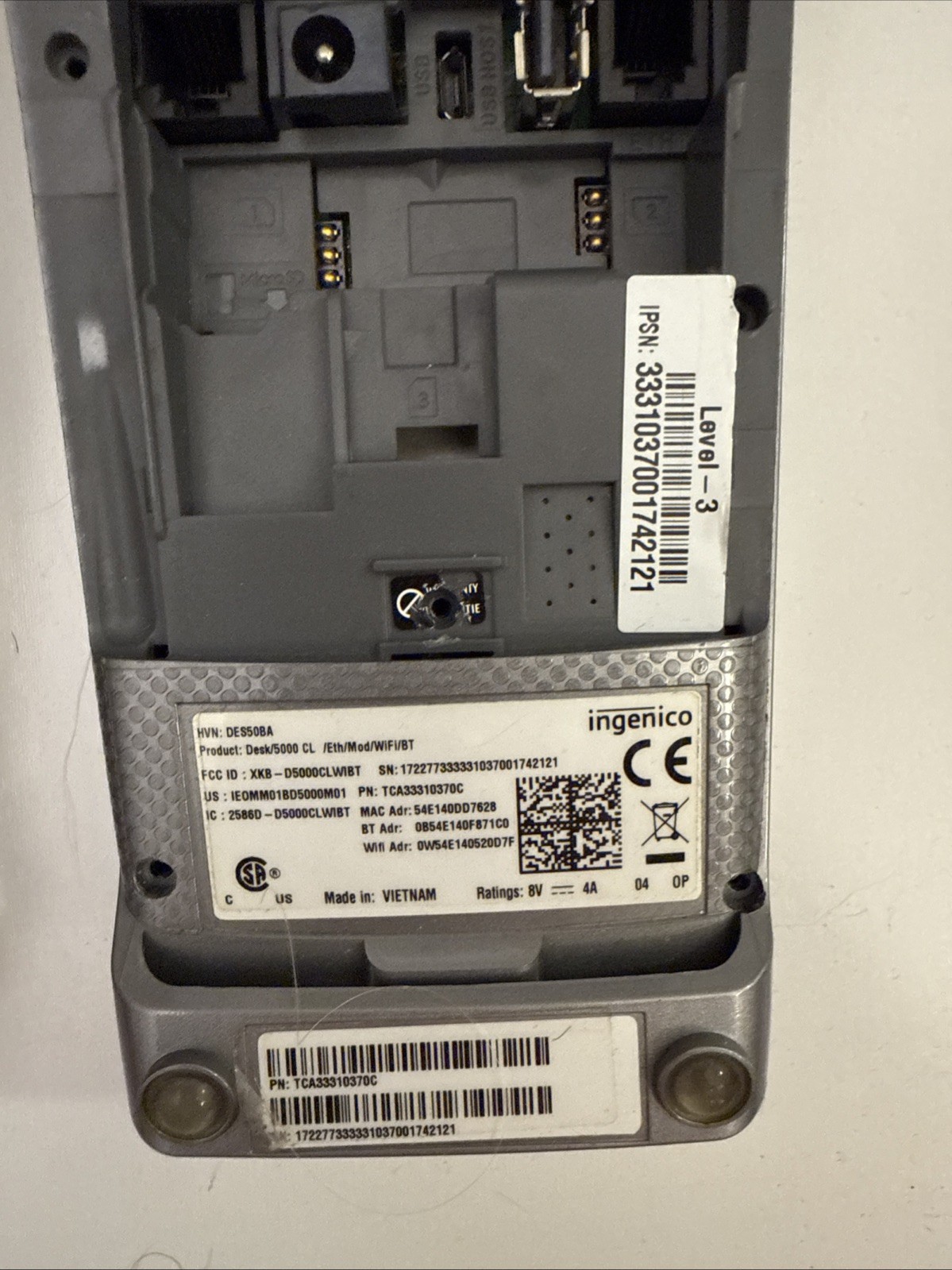 Ingenico Desk/5000 & Verifone VX520 Payment Terminal Parts– No Battery– Untested