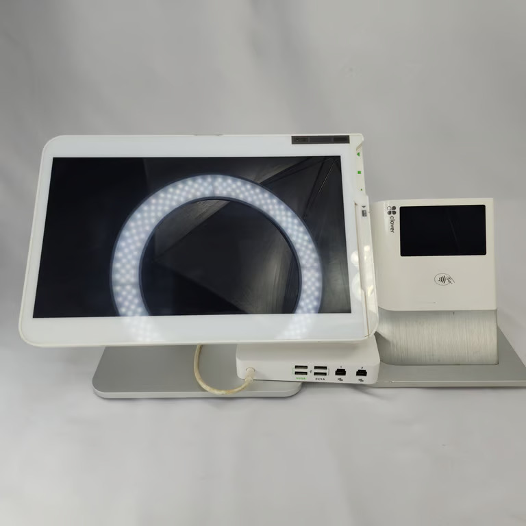 Clover C500 Station POS System Touchscreen Printer Card Reader Hub White Blocked