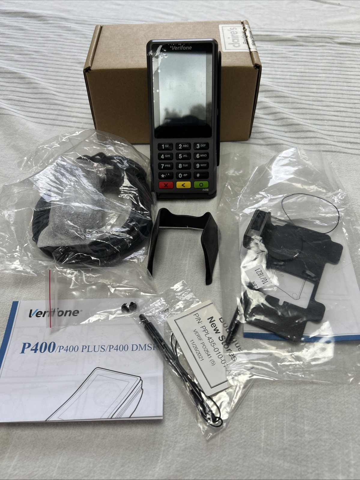 Verifone P400 Plus Credit Card Terminal USB Ethernet Cords