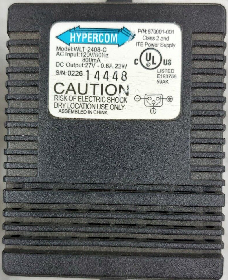 Hypercom T7Plus Credit Card Terminal POS POWER SUPPLY ONLY Tested & Works