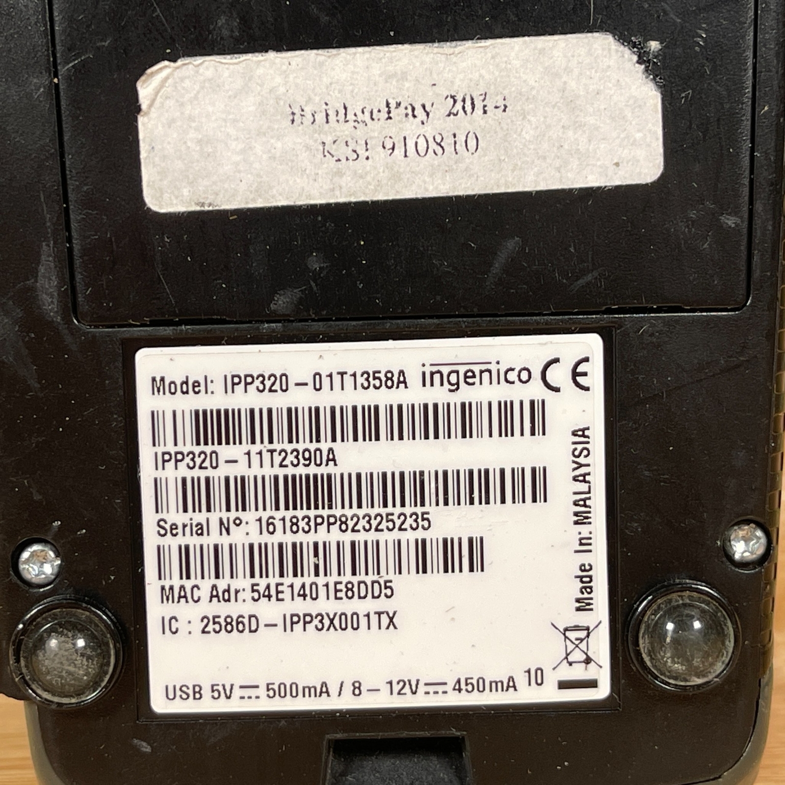 Ingenico IPP320-01T1358A Black Wired Credit Debit Terminal Reader – For Parts
