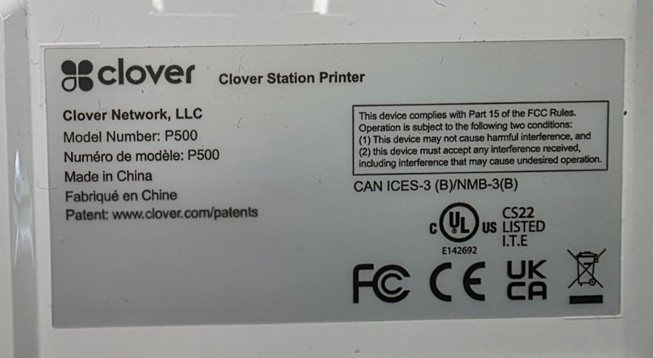 3 Used Clover Station P500 Receipt Printer