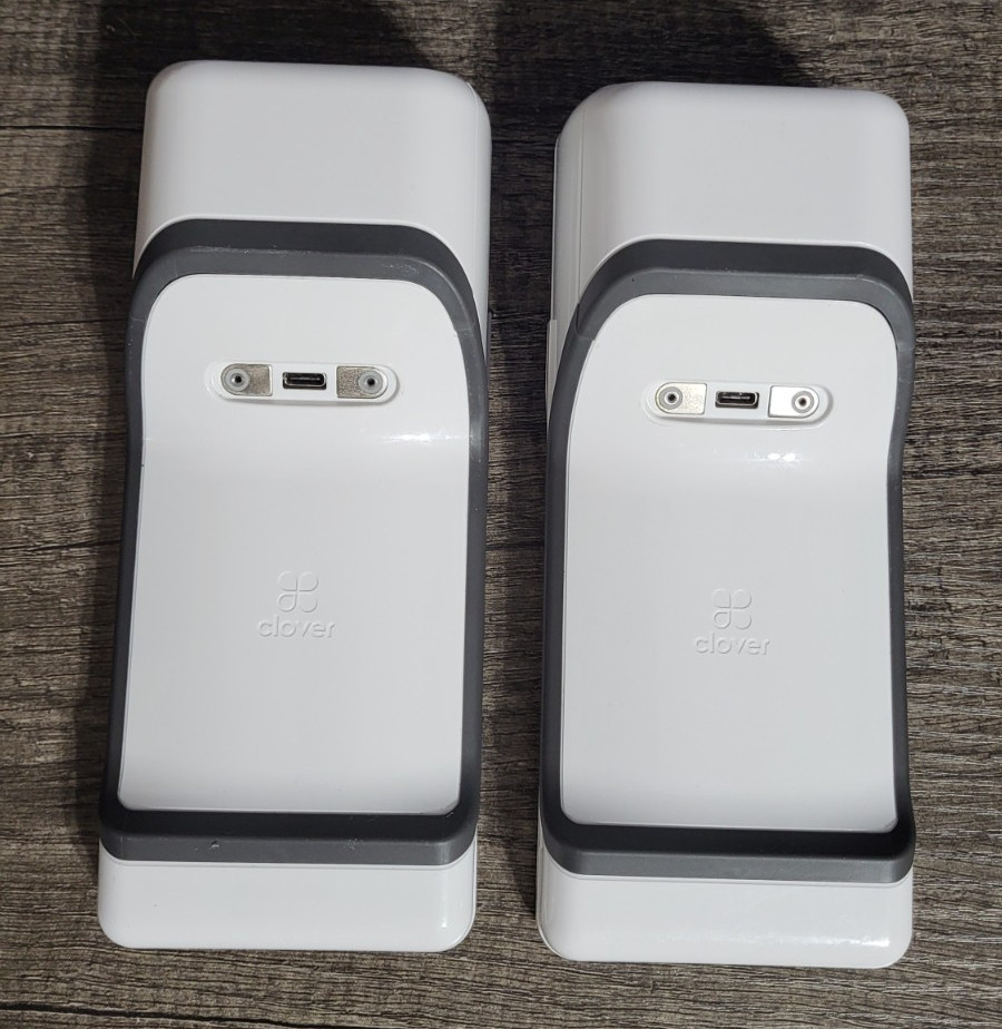 Lot of 2 Clover Flex C403 POS Terminals w/ Charging Docks & Power Adapters – Res