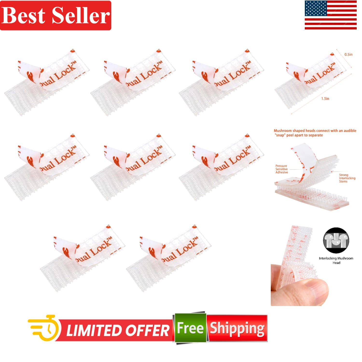 Toll Pass Mounting Kit 8 Pcs Dual Lock Reclosable Fasteners for EZ Pass, I-Pa…