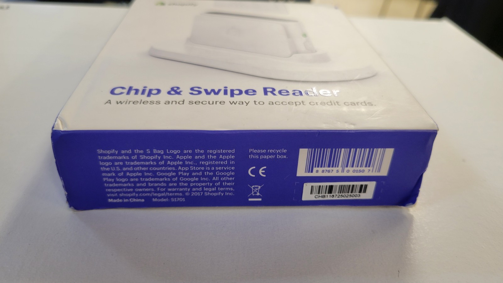 *box Has Wear NewUnopened* Shopify Chip Swipe Credit Card Reader White Model