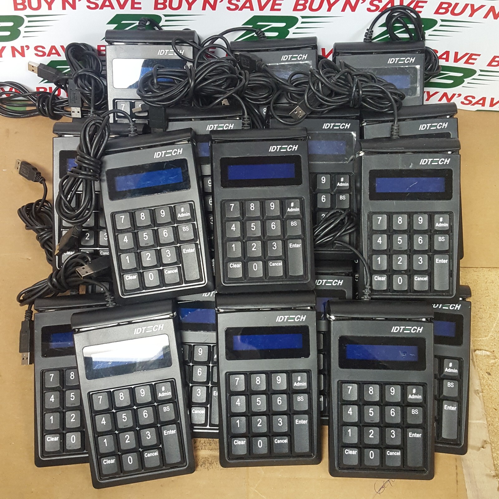 Lot of 24- ID Tech IDKE-534833BL SecureKey Credit Card Reader w/Keypad – USED