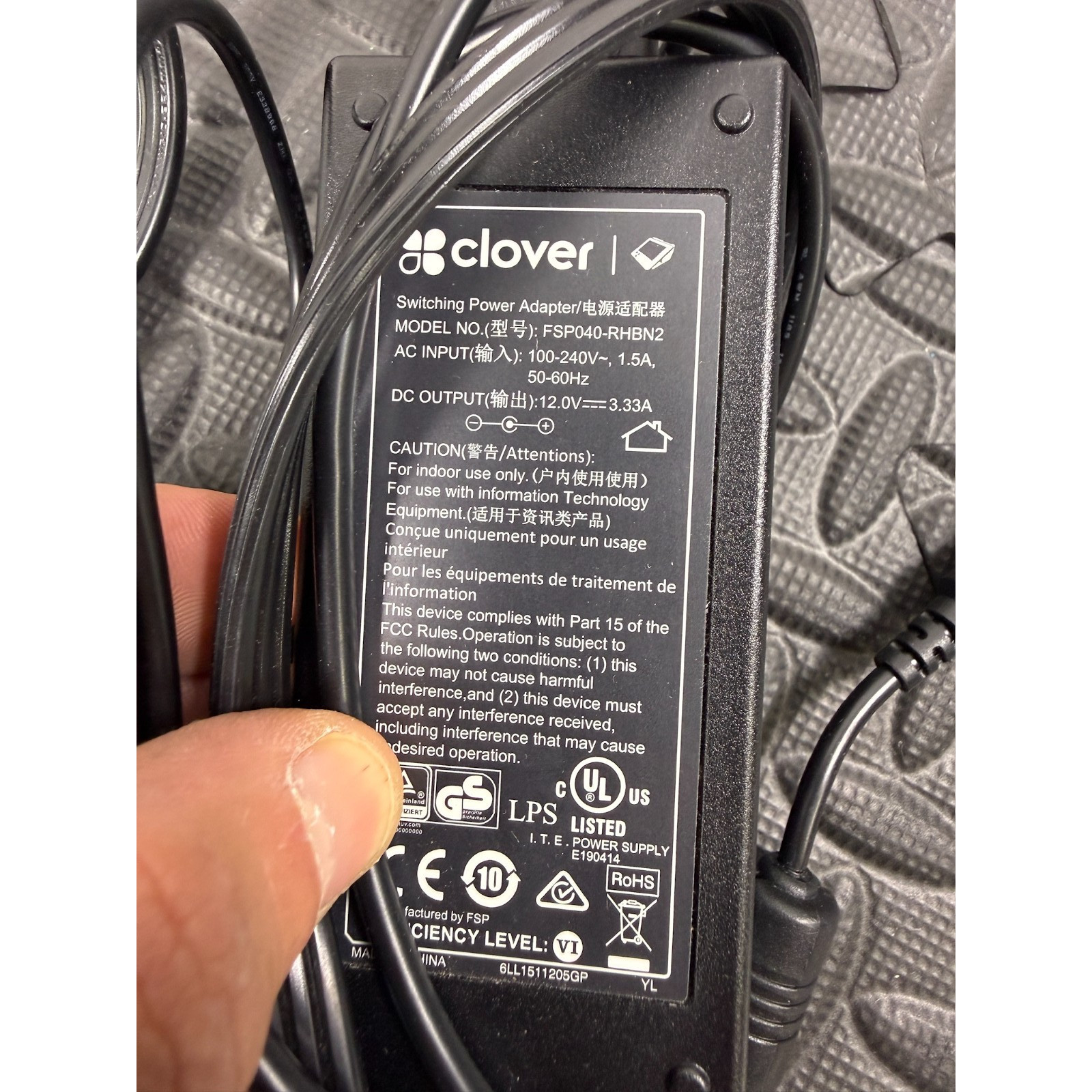 Clover Flex and Clover Mini Power Supply Cable Adapter with Cord FSP040-RHBN2